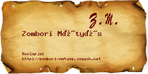 Zombori Mátyás névjegykártya